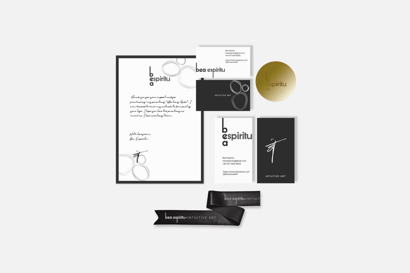 Bea Espiritu identity system and stationery.