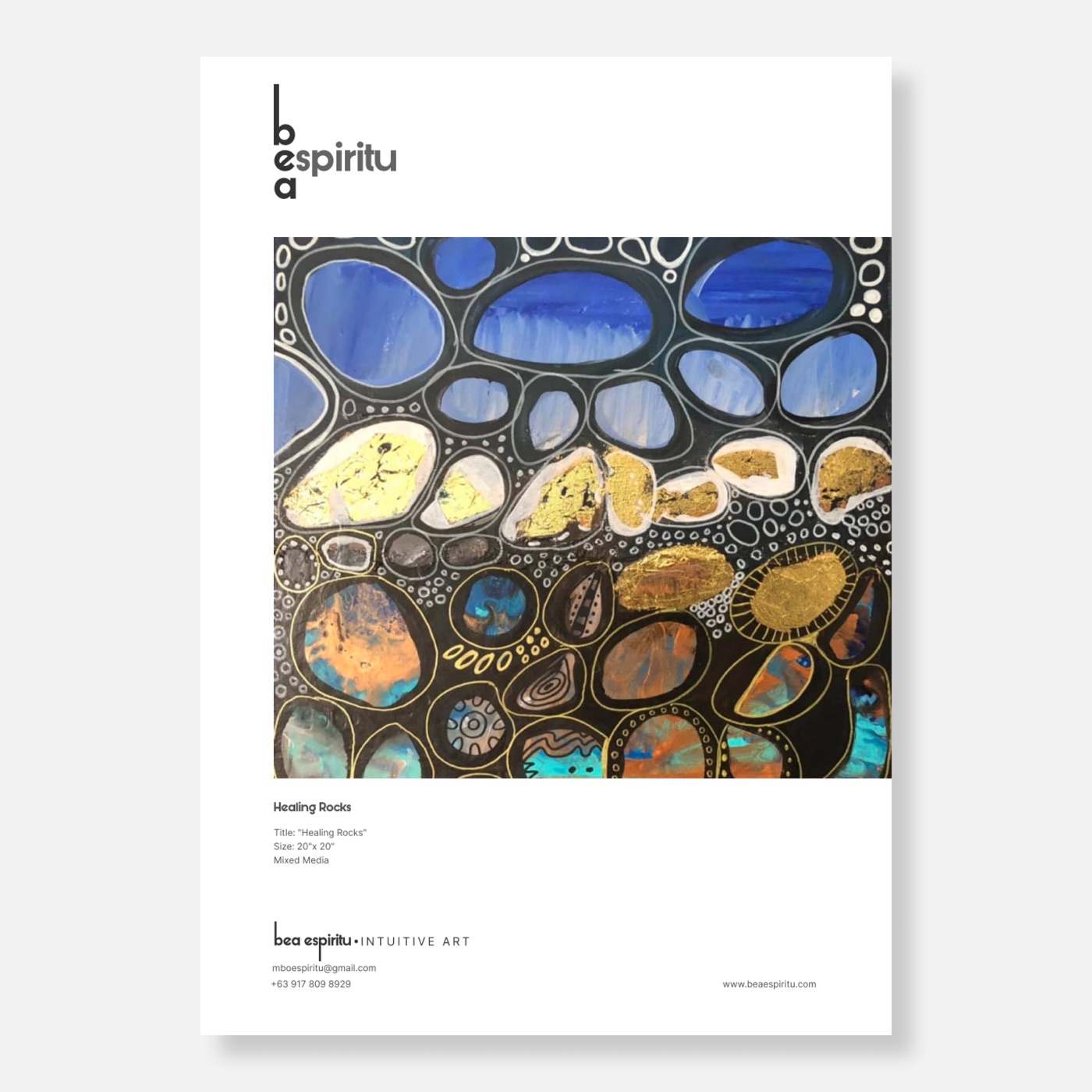 Bea Espiritu artwork presented in a minimal editorial layout.