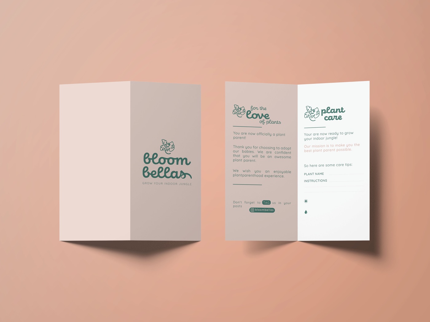 Bloombellas printed brand collateral.