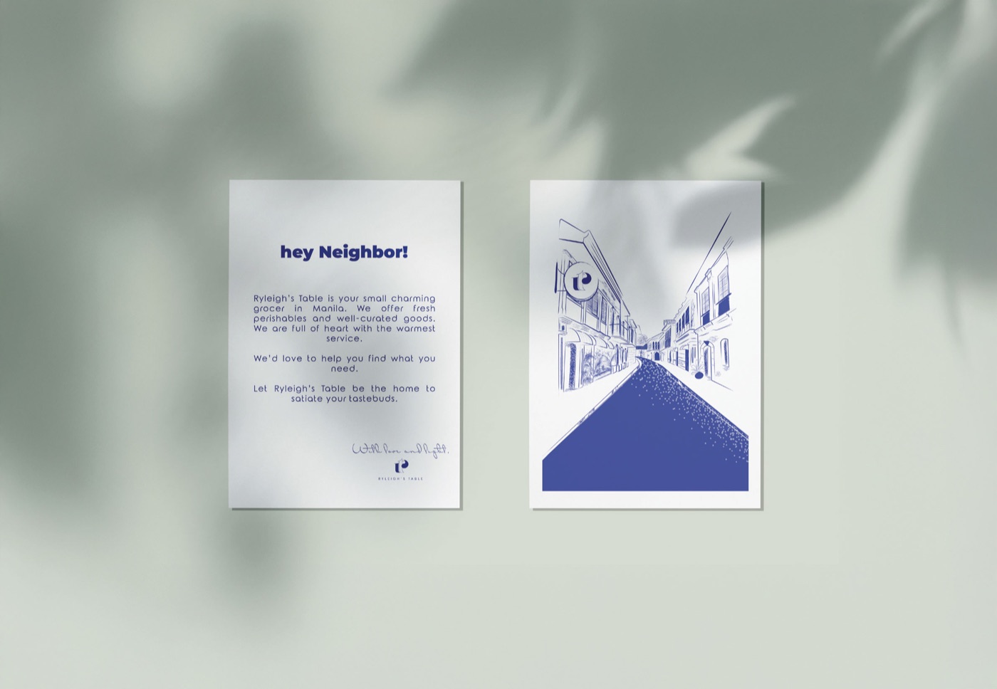 RT illustrated postcards in a soft green setting.