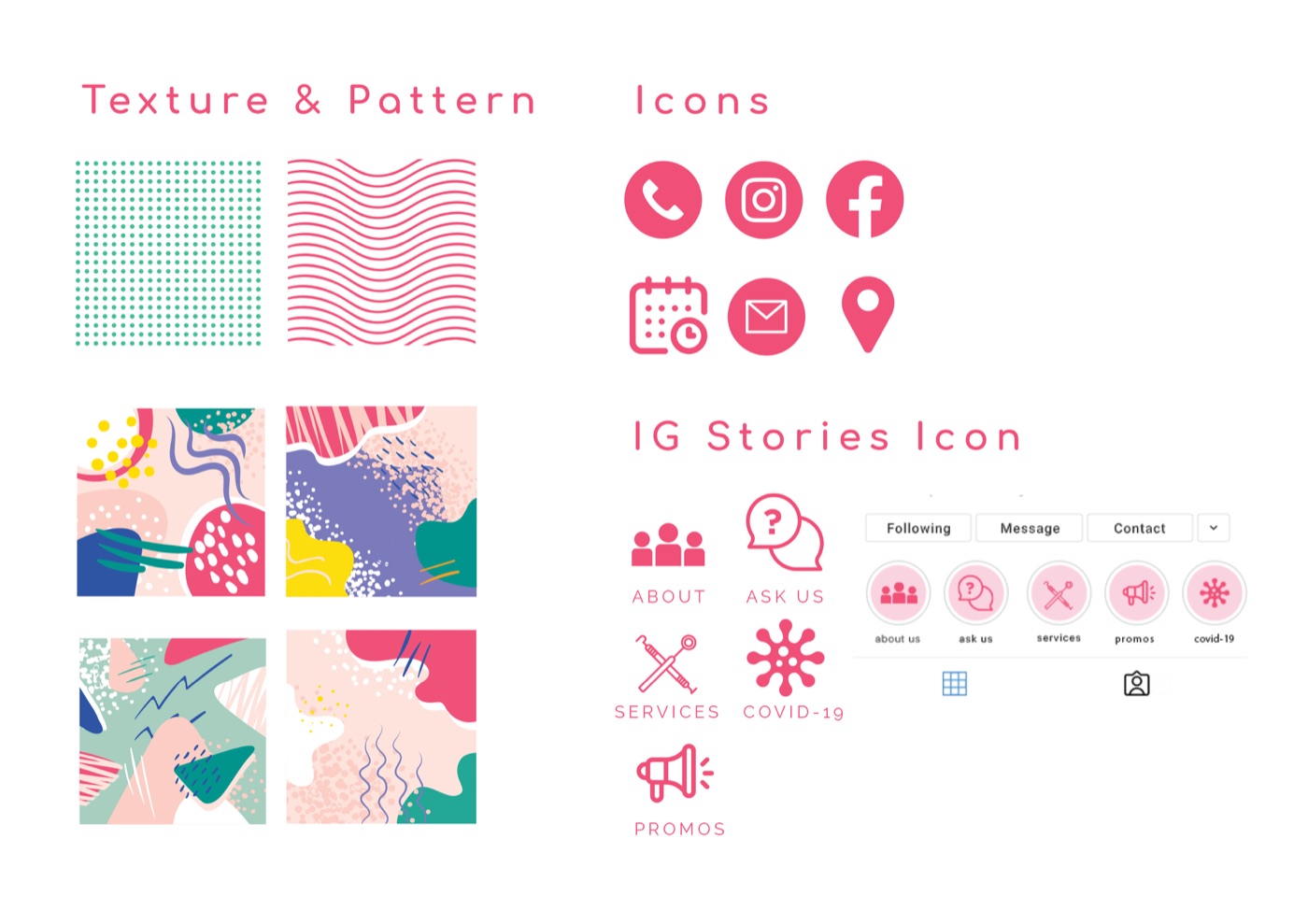 V. San Juan Dental Clinic pattern and icon system.