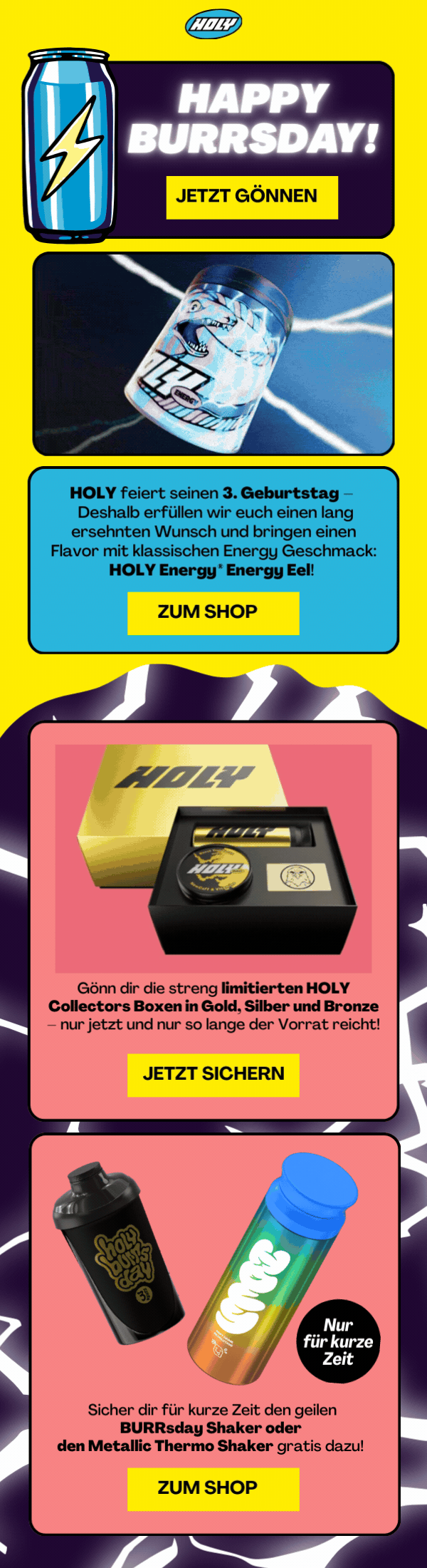 Animated HOLY BURRsday campaign launch email.